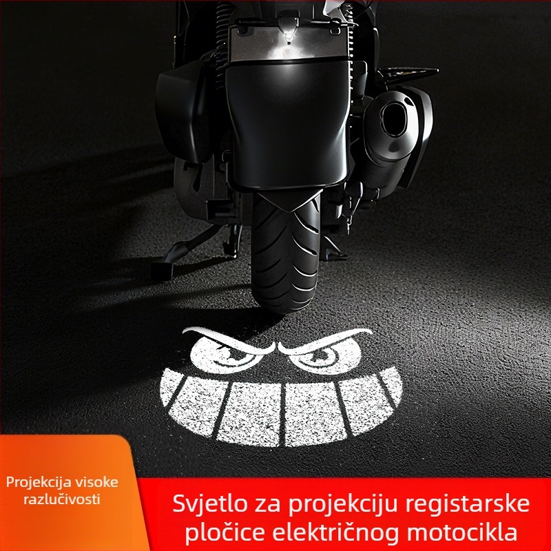 Univerzalno projektorsko svjetlo za registarsku pločicu električnog motocikla — visoka svjetlina, upozoravajuće svjetlo s izrazom đavla