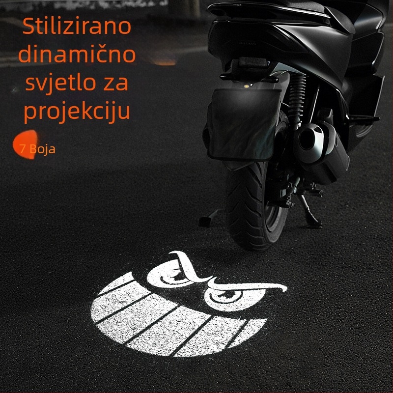 Univerzalno projektorsko svjetlo za registarsku pločicu električnog motocikla — visoka svjetlina, upozoravajuće svjetlo s izrazom đavla