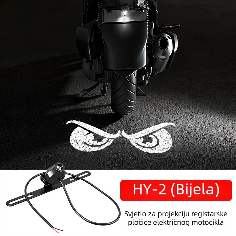 Univerzalno projektorsko svjetlo za registarsku pločicu električnog motocikla — visoka svjetlina, upozoravajuće svjetlo s izrazom đavla