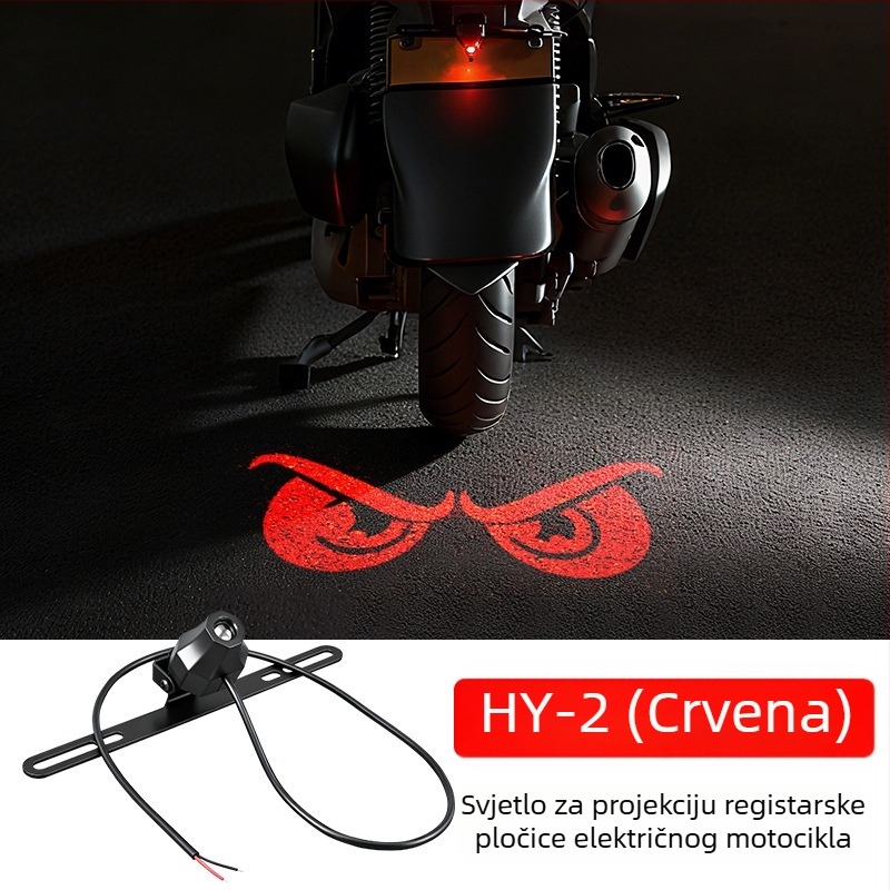 Univerzalno projektorsko svjetlo za registarsku pločicu električnog motocikla — visoka svjetlina, upozoravajuće svjetlo s izrazom đavla