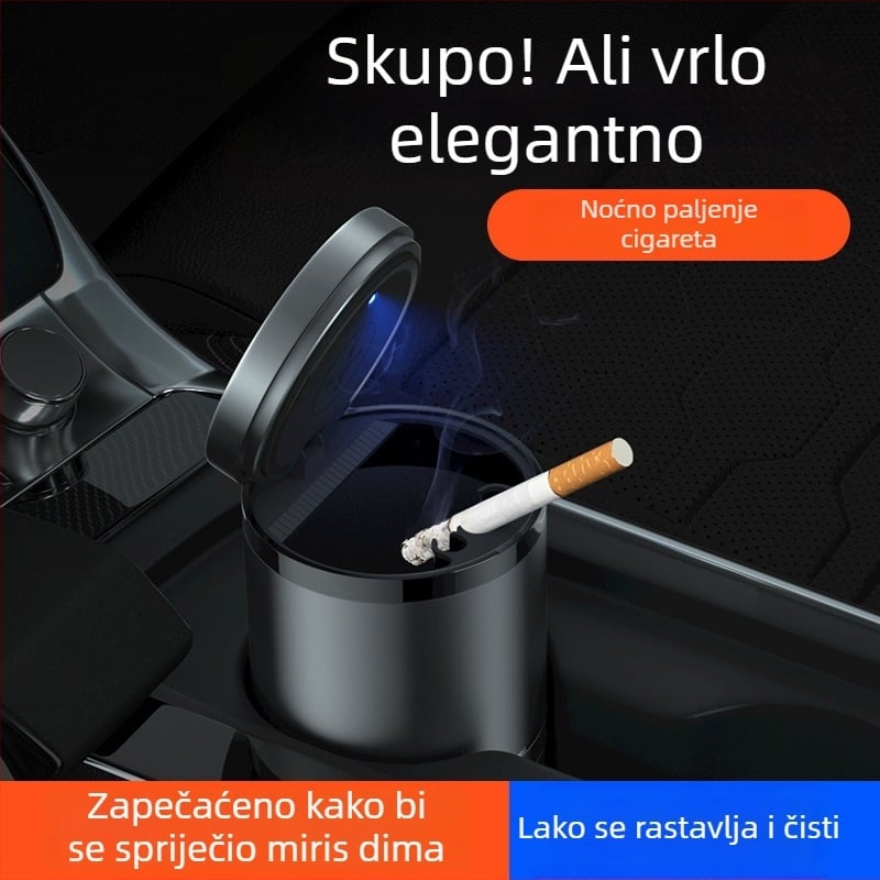 Pametni automobilni pepeljara s poklopcem i svjetlom, višenamjenski personalizirani pepeljar za automobil