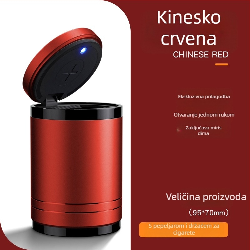 Pametni automobilni pepeljara s poklopcem i svjetlom, višenamjenski personalizirani pepeljar za automobil