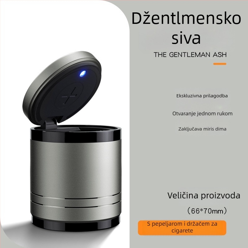 Pametni automobilni pepeljara s poklopcem i svjetlom, višenamjenski personalizirani pepeljar za automobil
