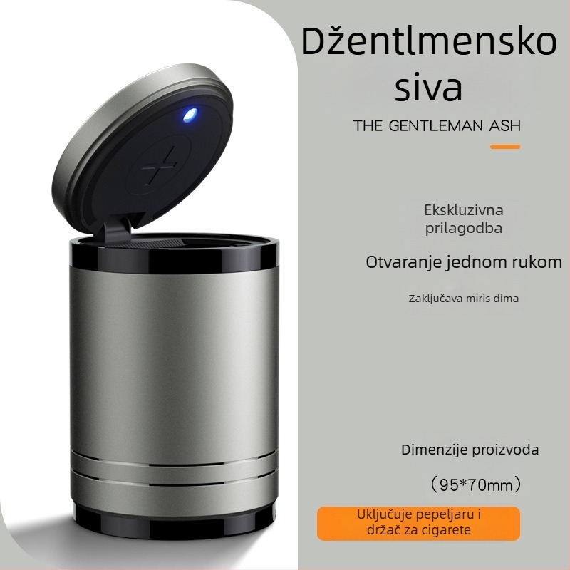 Pametni automobilni pepeljara s poklopcem i svjetlom, višenamjenski personalizirani pepeljar za automobil