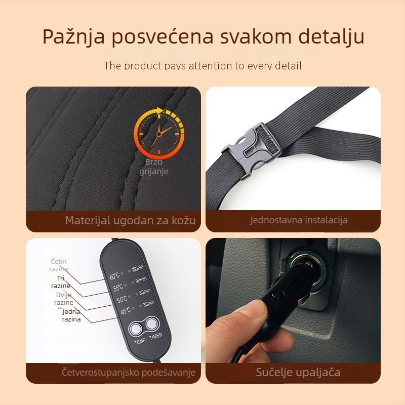 Grijena podloga za sjedalo automobila, univerzalna zimska grijača podloga za sjedalo, topli pokrov za sjedalo, automobilska oprema