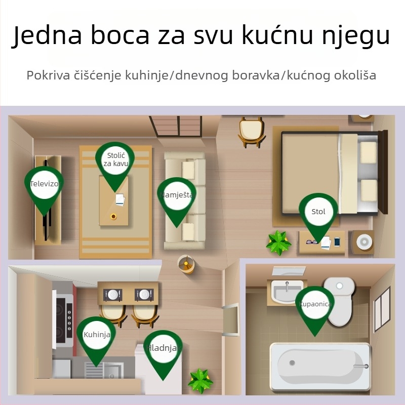 Antibakterijski kućni sprej za čišćenje, čišćenje hladnjaka, uklanjanje mirisa, bez ispiranja, višenamjenski čistač