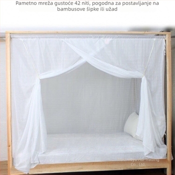 Pamukasta mreža protiv komaraca, dvostruko ojačana, starinski stil, s jednom vratima, otporna na prašinu, s bambusovim štapićem i konopom