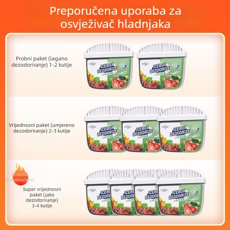 Yopeng Kutija za deodoriranje hladnjaka s aktivnim ugljenom i čajevim polifenolima, dvobojni deodorizator za svježinu