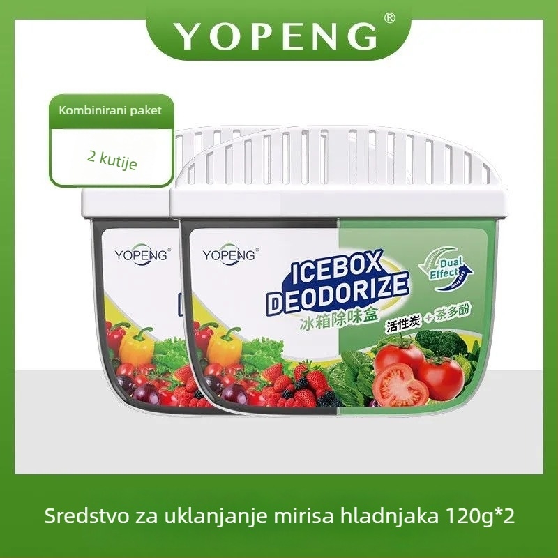 Yopeng Kutija za deodoriranje hladnjaka s aktivnim ugljenom i čajevim polifenolima, dvobojni deodorizator za svježinu