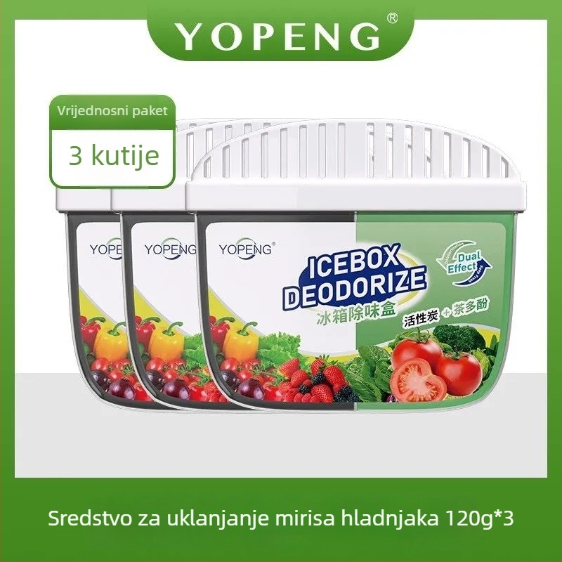 Yopeng Kutija za deodoriranje hladnjaka s aktivnim ugljenom i čajevim polifenolima, dvobojni deodorizator za svježinu