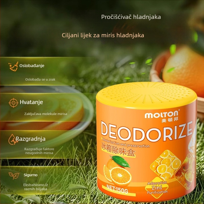 Dezodorizant za hladnjak s aktivnim ugljem i biljnim ekstraktima, uklanjanje mirisa, pročišćavanje, miris naranče, 150 g