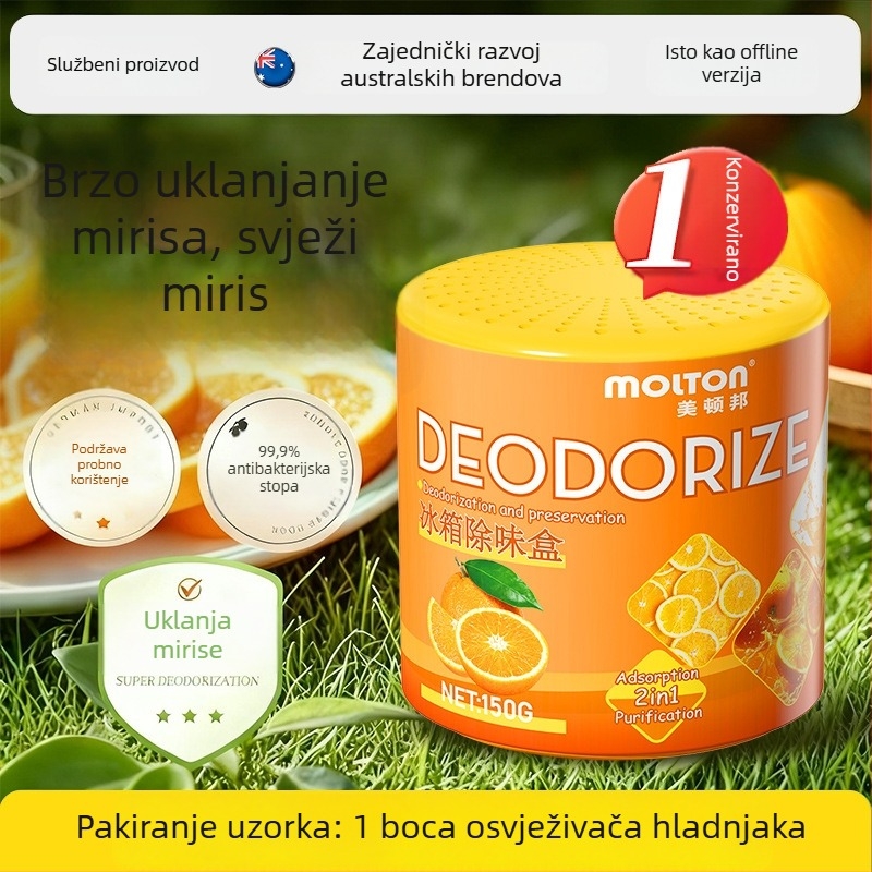 Dezodorizant za hladnjak s aktivnim ugljem i biljnim ekstraktima, uklanjanje mirisa, pročišćavanje, miris naranče, 150 g