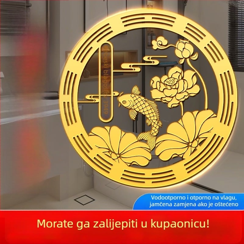 Vodootporna zidna naljepnica s lotusom i koi za kupaonu i kuhinju