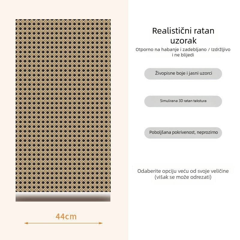Self-adhesive zidna naljepnica s izgledom ratana za obnovu namještaja, ormara i kliznih vrata