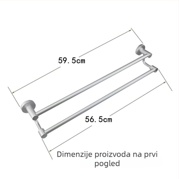 Držač ručnika od kosmičkog aluminija, visok i nizak, dvostruka šipka, 2 razine, anodizirani završni sloj, kupaonski pribor