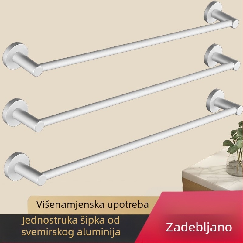 Držač ručnika od Space aluminija za kupaonicu, produžena jednoručna šipka