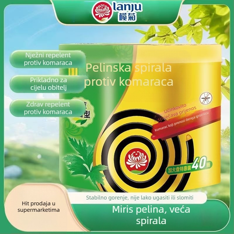 Coil protiv komaraca s mirisom pelina, veliki paket od 40, dugotrajan, crni za kućnu upotrebu