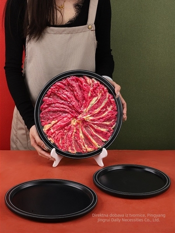 Okrugli melamin tanjur za goveđi hot pot – svježe narezano goveđe meso, za namakanje, stabilna baza, kineski stil