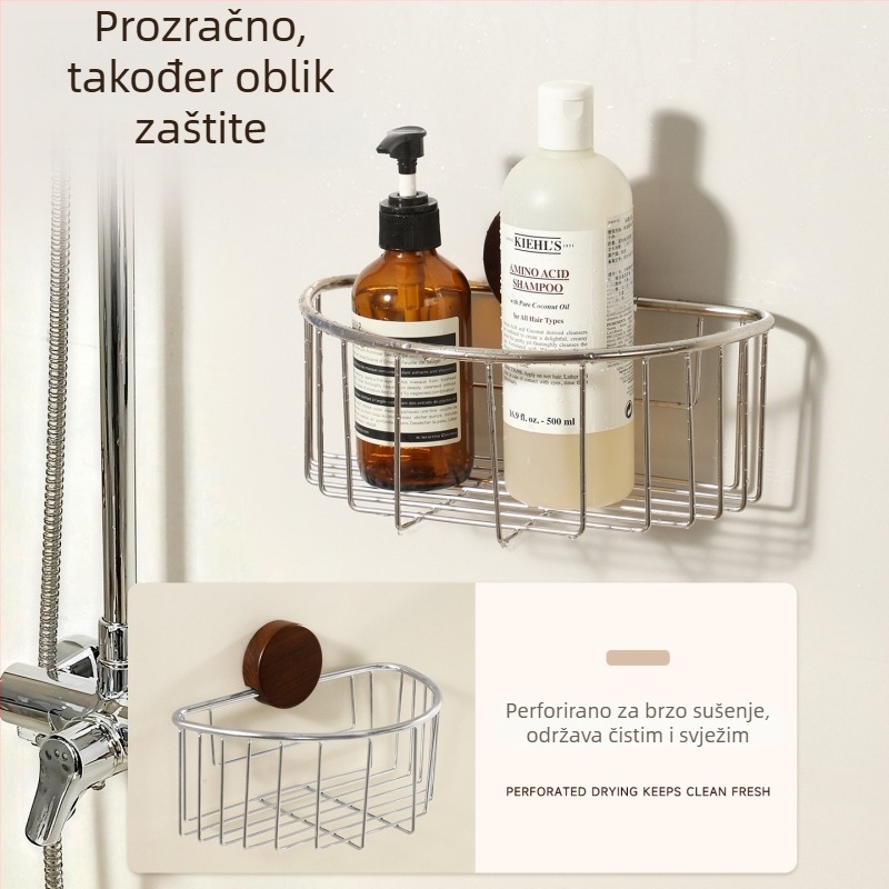 Nehrđajući čelični stalak za kupaonicu s usisnom čašom, bez bušenja, otvoren dizajn za umivaonik