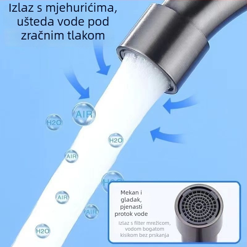 Nerđajući čeli kuhinjski slavine, grafitno siva, jednosmjeran hladan protok, okretna, protiv prskanja