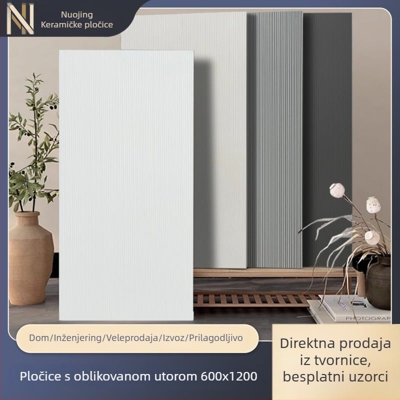 Bijele pločice za zid s utorima 600x1200 za dnevni boravak i kupaonicu, minimalistički stil, antički izgled
