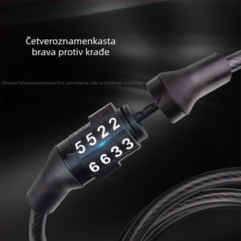 Zamka s kombinacijom za brdski bicikl, čelični kabel, protiv krađe, univerzalna oprema za biciklizam