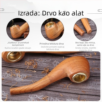 Ručno polirana drvena lula, retro prenosni dizajn, više veličina za vježbanje