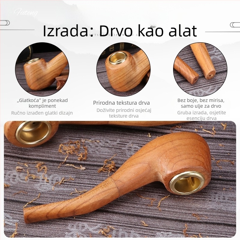 Ručno polirana drvena lula, retro prenosni dizajn, više veličina za vježbanje