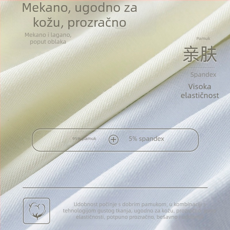 Ženske gaćice od pamuka s visokim strukom, mekane na dodir, prozračne, antibakterijske, s produženim međunožjem