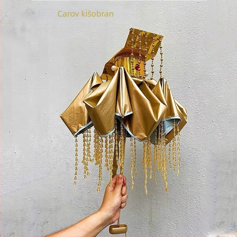 Carski kišobran: kreativna parodija za sunce i kišu, sklopivi, prenosni