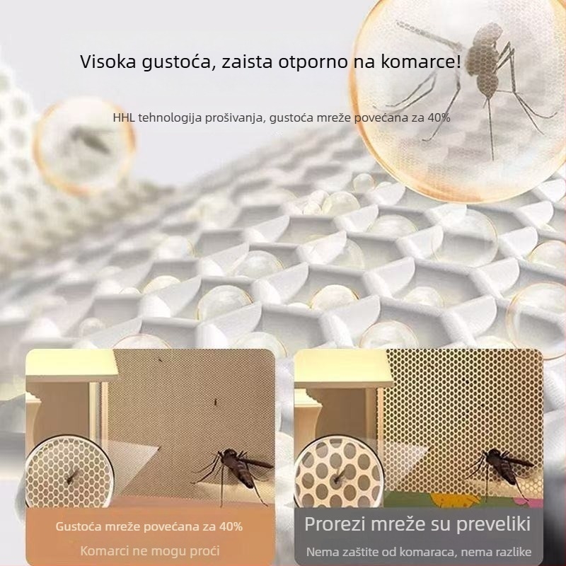 Mreža protiv komaraca u stilu mongolske jurte za spavaću sobu, sklopiva, bez ugradnje, dvostruka vrata, okvir od stakloplastike, sigurno za djecu