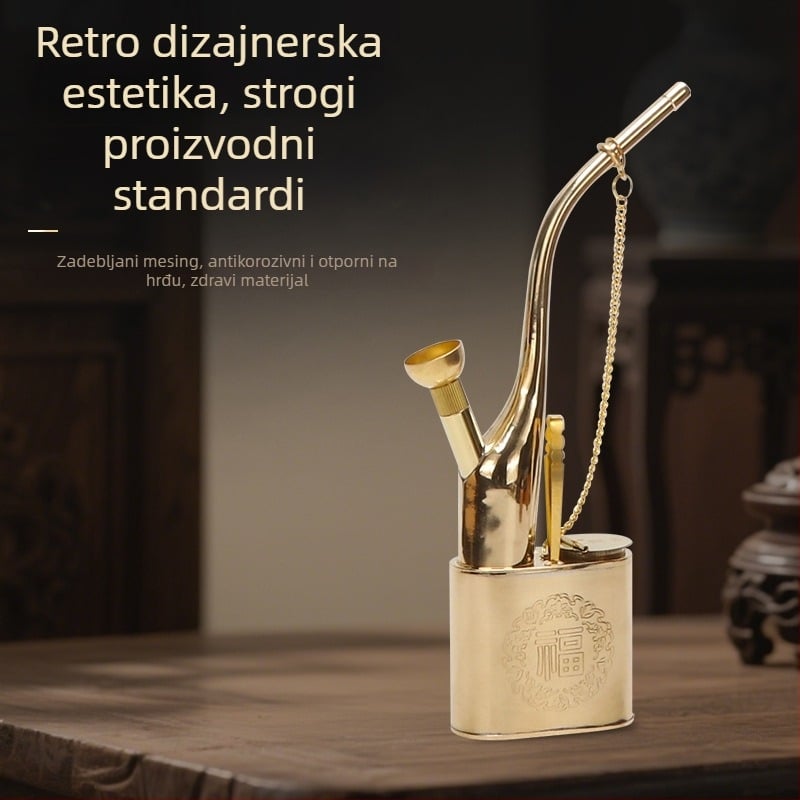 Metalna nargila s dvostrukom uporabom, odvojiva, visokoučinkovito filtriranje, retro mesing nargila s Fu znakom