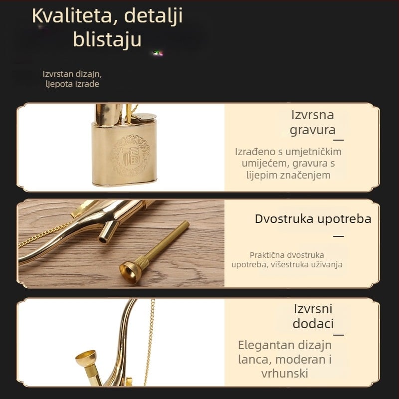 Metalna nargila s dvostrukom uporabom, odvojiva, visokoučinkovito filtriranje, retro mesing nargila s Fu znakom