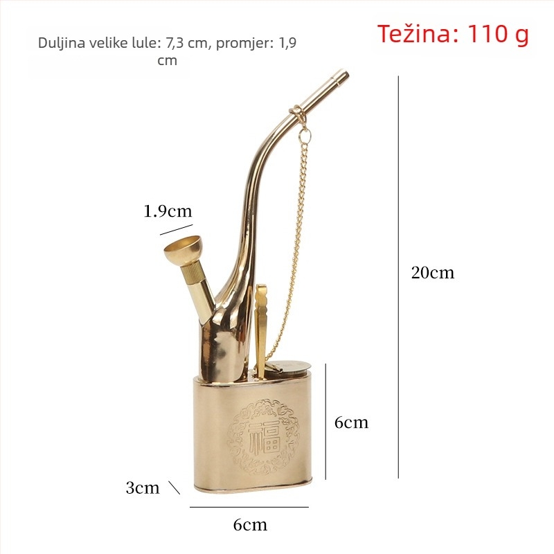 Metalna nargila s dvostrukom uporabom, odvojiva, visokoučinkovito filtriranje, retro mesing nargila s Fu znakom