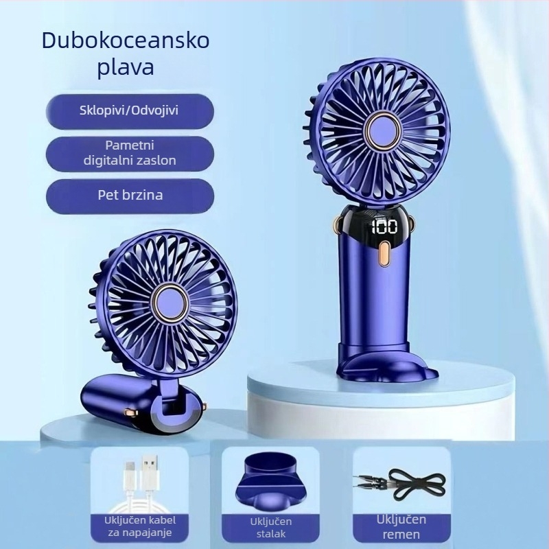 USB ručni ventilator, mini prijenosni ventilator za učenike, s digitalnim zaslonom, sklopivi aromaterapijski mali električni ventilator