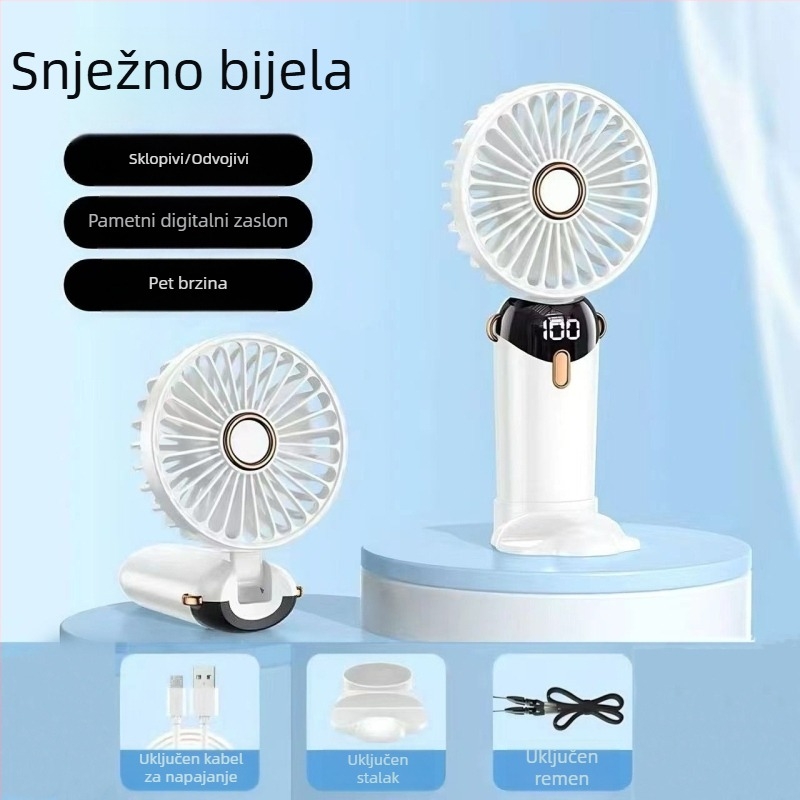 USB ručni ventilator, mini prijenosni ventilator za učenike, s digitalnim zaslonom, sklopivi aromaterapijski mali električni ventilator