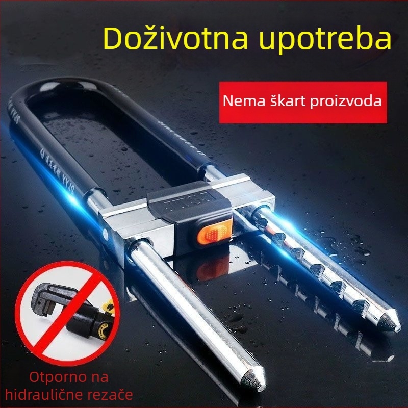 Nerđajući čelični U-oblikovani zaključak za staklena vrata, dvostruki mehanizam zaključavanja, vanjska upotreba