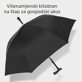 Štap s dugom držalom i UV zaštitom, kišobran-hodalica za starije osobe, višenamjenski, protivklizna i otporna na vjetar konstrukcija