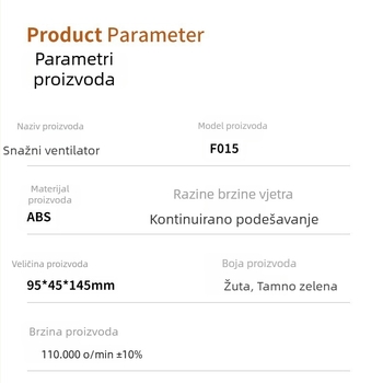 Vanjski USB ručni ventilator bez lopatica, s brushless motorom, mini turbinski ventilator s ugrađenom baterijom od 6000mAh