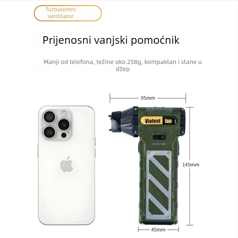 Vanjski USB ručni ventilator bez lopatica, s brushless motorom, mini turbinski ventilator s ugrađenom baterijom od 6000mAh