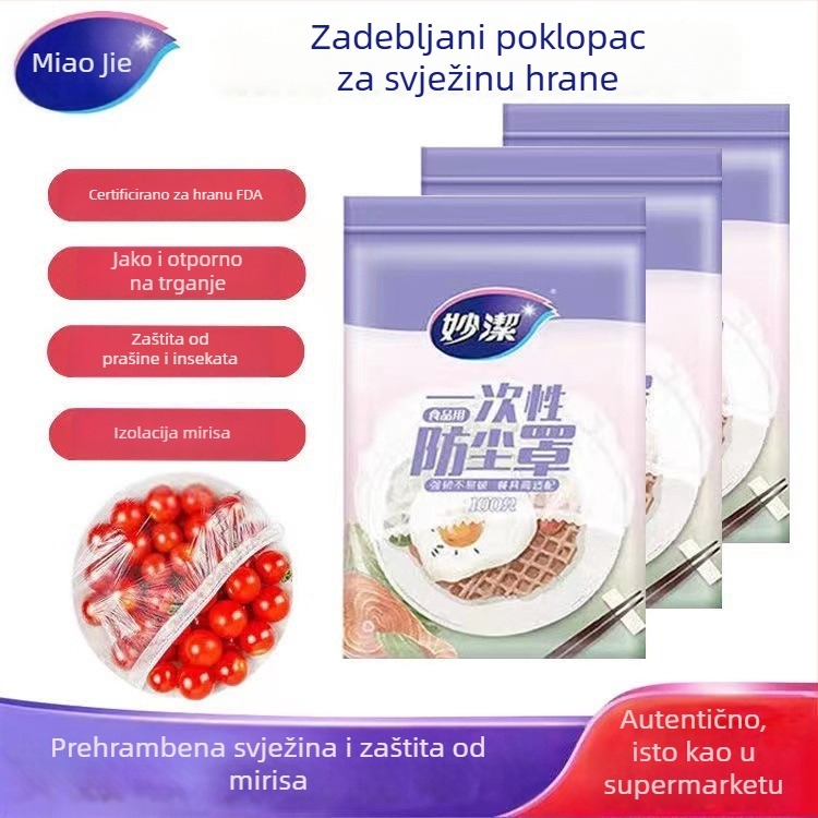 Miaojie Jednokratni pokrivači za plastičnu foliju za kućno čuvanje hrane, prašinu otporni pokrivači s elastičnim otvorima, pogodni za ostatke i zdjele