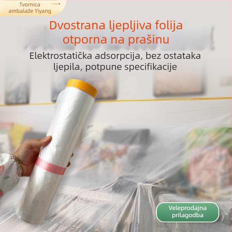 Proziran zaštitni film protiv prašine za namještaj, navlaka za kauč, plastični PE film, pravokutnog oblika, može se izrezati, različite veličine.