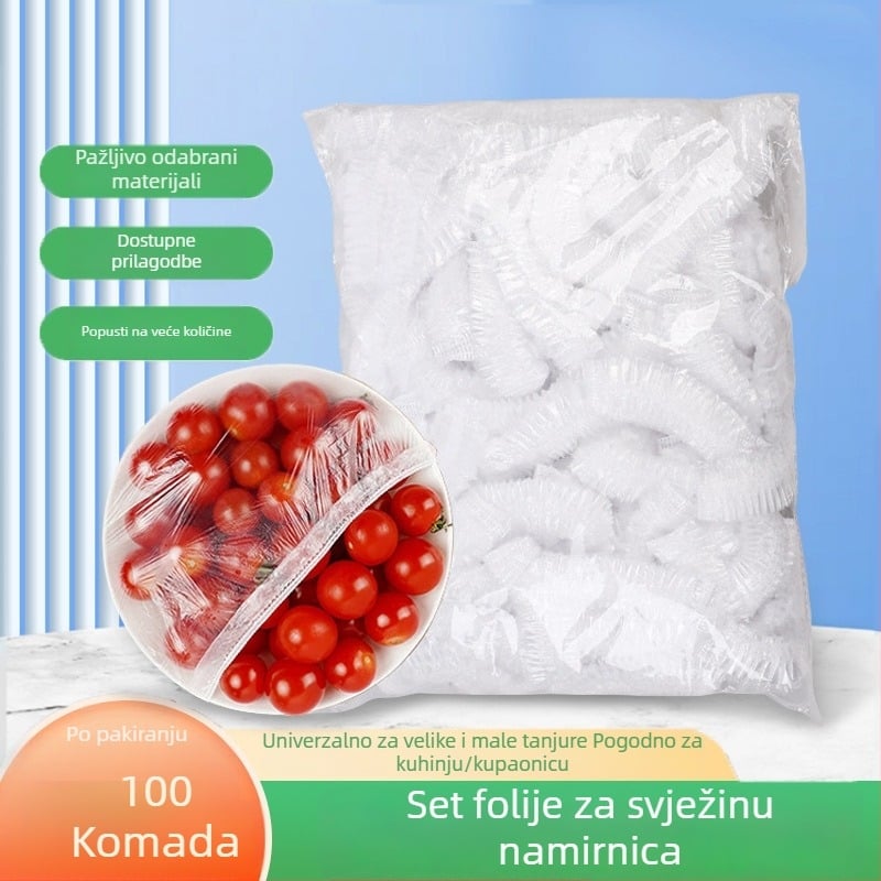 Jednokratni poklopci za posude za ostatke hrane, prozirni plastični poklopci, paket od 100 komada
