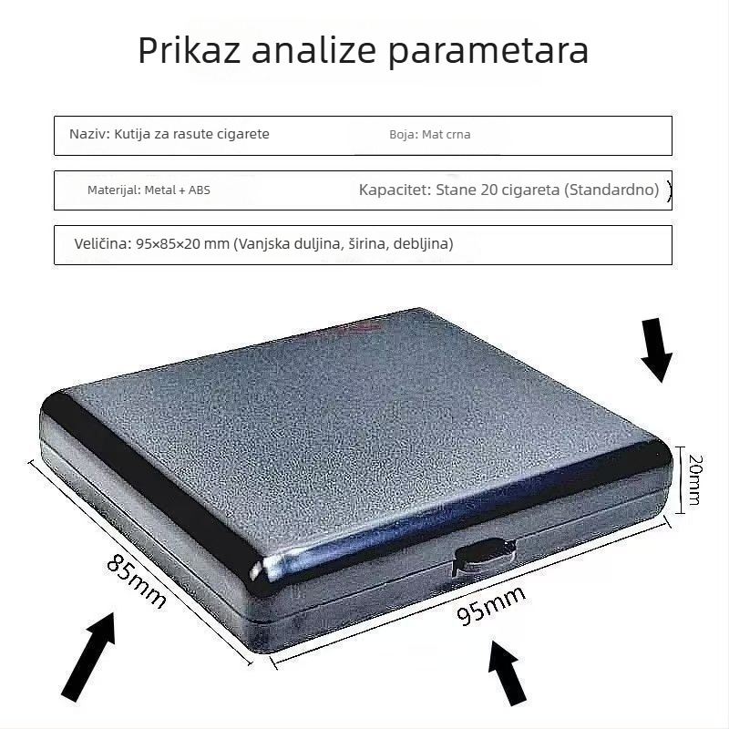 Univerzalna kutija za cigarete s preklopnim poklopcem, za 20 cigareta, ultra-tanka, luksuzan mat ABS, otporna na vlagu