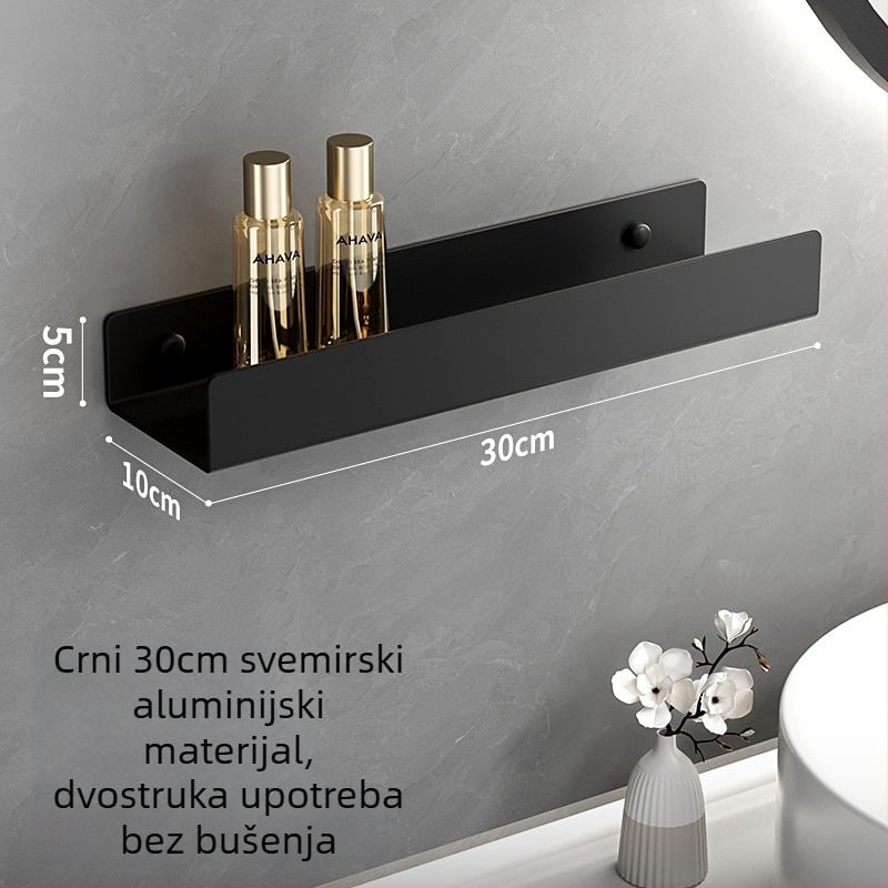 Zidni kupaonski ormarić s držačem za ručnike i integriranim ogledalom, bez bušenja