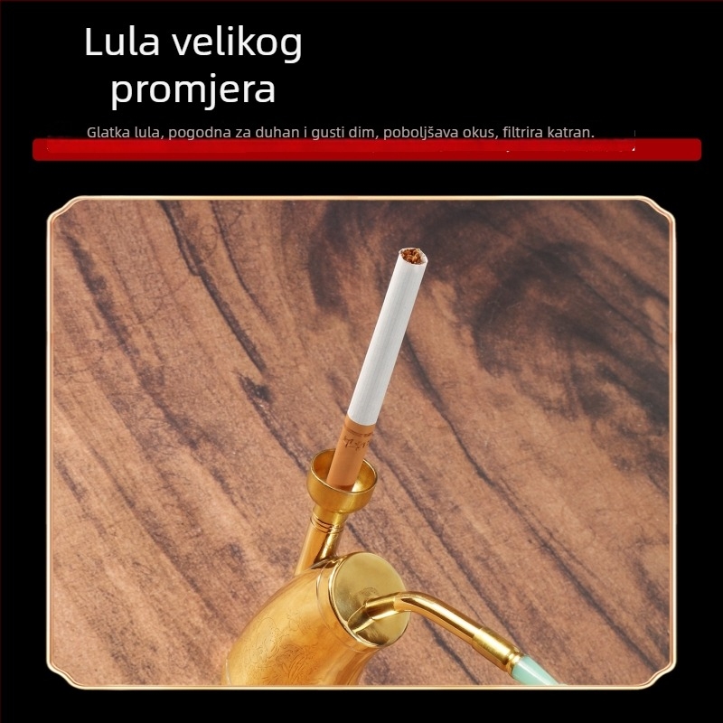 Metalna mesingana vodena lula s filtrom vode, prijenosna retro nargila uz torbicu