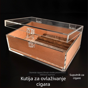 Humidor za cigare s akrilnom konstrukcijom i drvetom cedra, velikog kapaciteta, prozirna kutija