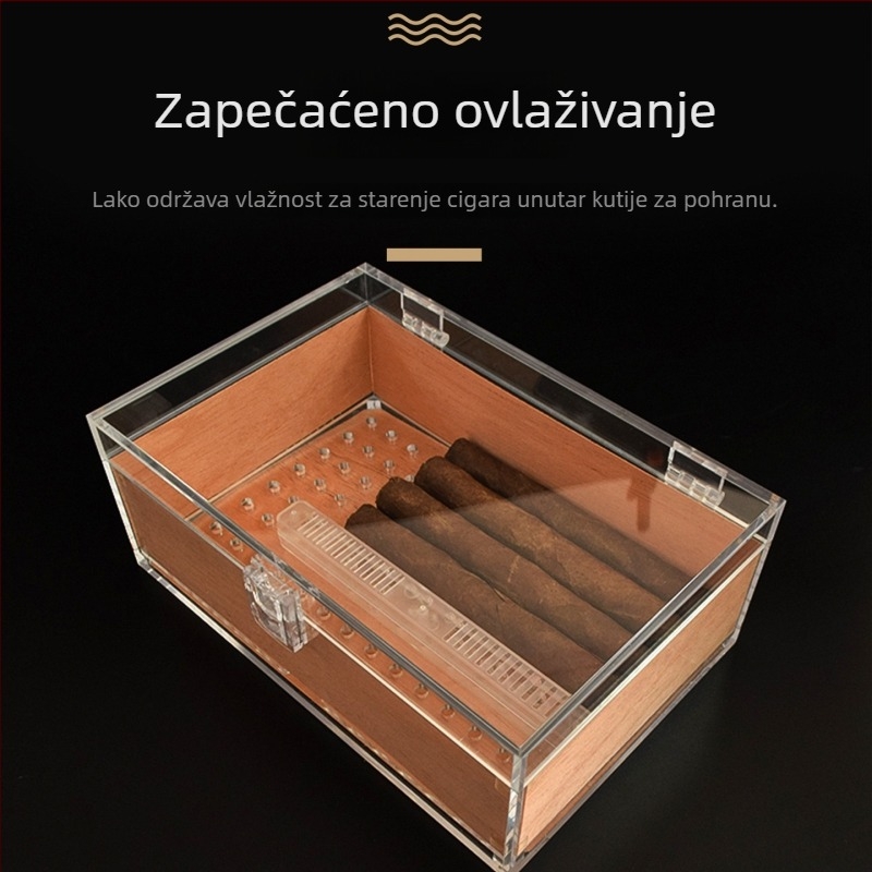 Humidor za cigare s akrilnom konstrukcijom i drvetom cedra, velikog kapaciteta, prozirna kutija