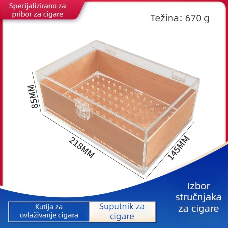 Humidor za cigare s akrilnom konstrukcijom i drvetom cedra, velikog kapaciteta, prozirna kutija