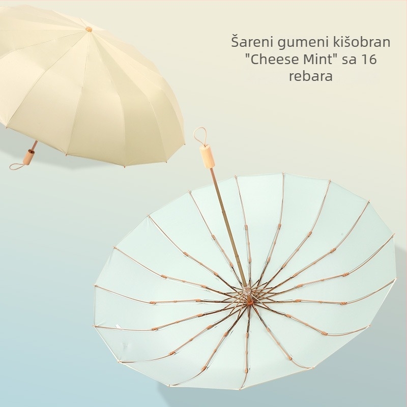 Vintage kišobran za sunce i kišu sa 32 rebara, velik, otporan na vjetar, UV zaštita, pogodan za žene i studentice.